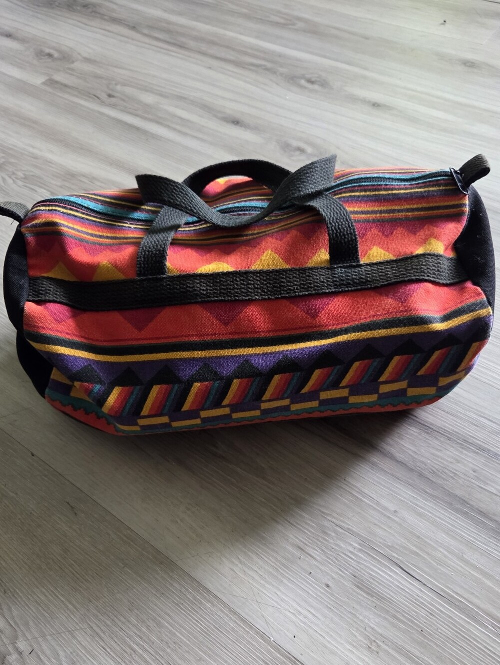 Vtg Duffle Bag Southwestern Aztec Print‎ Canvas Made In USA Bell Atlantic